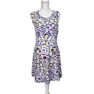 Title Nine Dress Medium Geometric Abstract Print Sleeveless Dress Zip Pocket